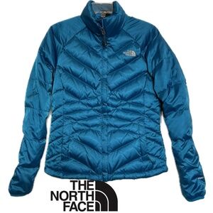 The North Face 550 Down Short Jacket Bright Blue Size Small EUC